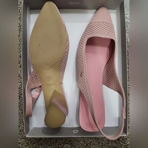 Pink Perforated Flats with Rounded Toe